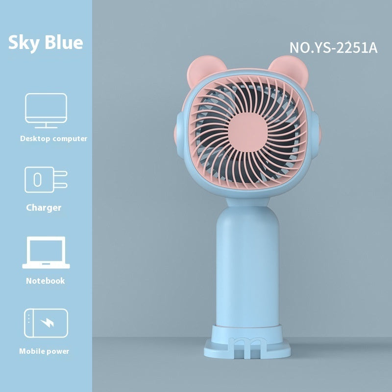 Cute Cartoon Mini Fan – USB Rechargeable Portable Handheld Fan
