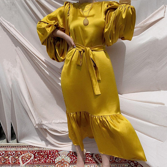 Ramadan Eid Kaftan Abaya – Dubai & Morocco Inspired Muslim Hijab Dress for Women