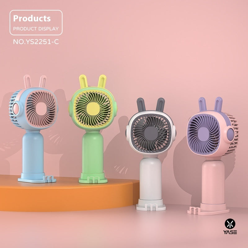 Cute Cartoon Mini Fan – USB Rechargeable Portable Handheld Fan