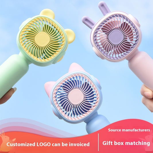 Cute Cartoon Mini Fan – USB Rechargeable Portable Handheld Fan