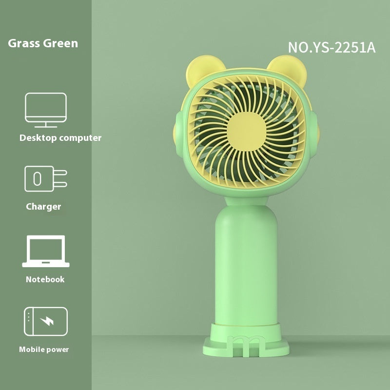 Cute Cartoon Mini Fan – USB Rechargeable Portable Handheld Fan