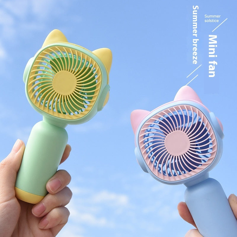 Cute Cartoon Mini Fan – USB Rechargeable Portable Handheld Fan