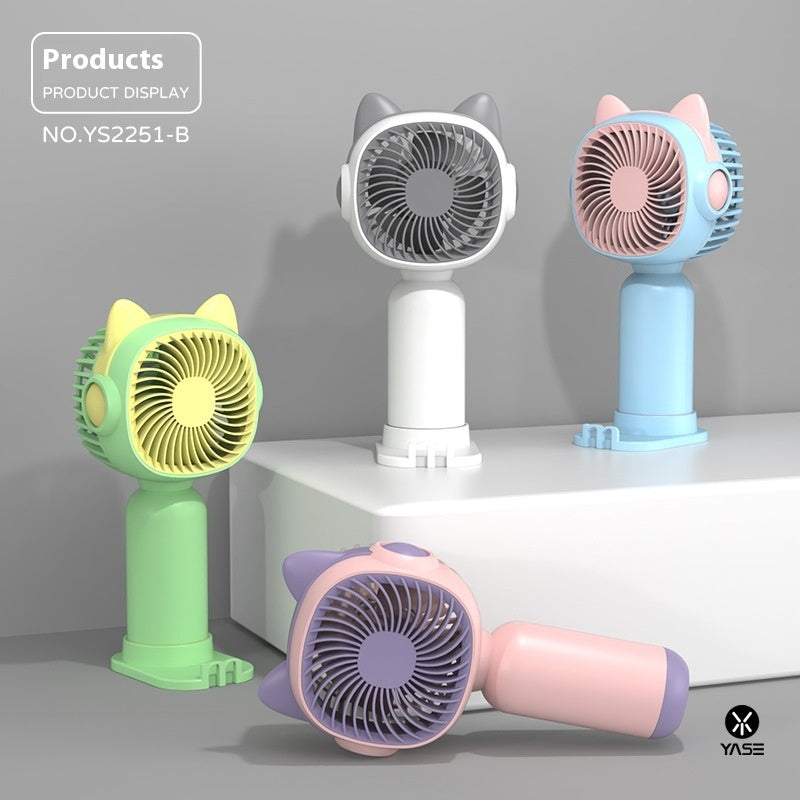 Cute Cartoon Mini Fan – USB Rechargeable Portable Handheld Fan