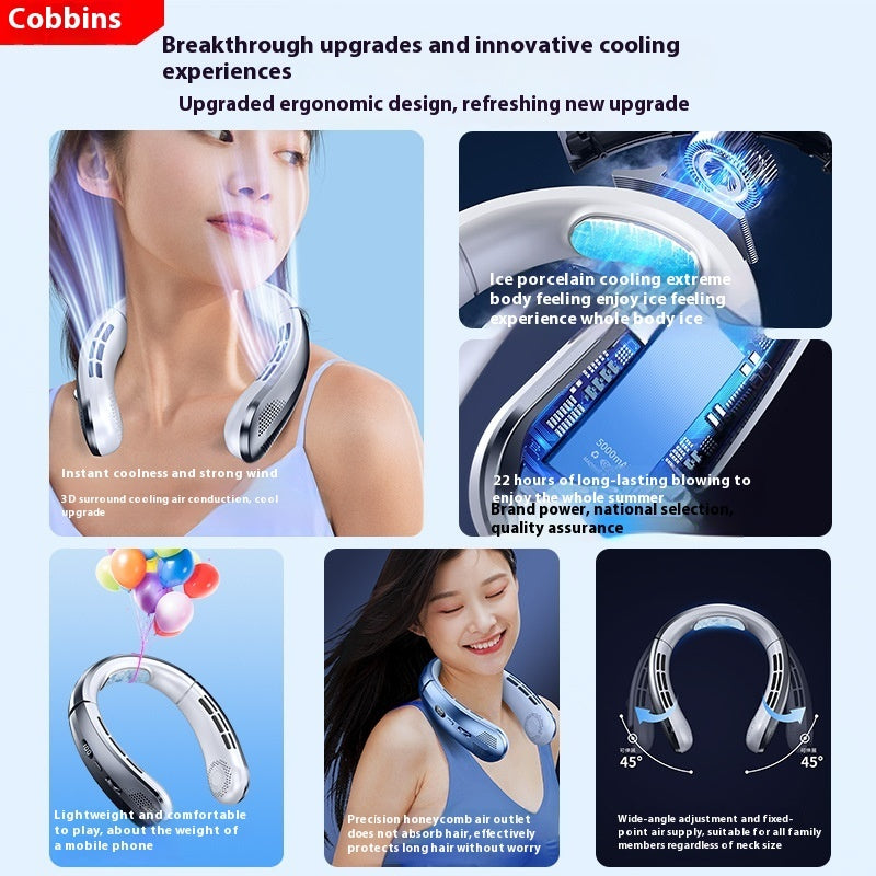 Bladeless Neck Fan – Ultra-Quiet Rechargeable Turbine Portable Fan