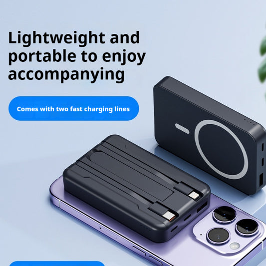 Fast Charge Power Bank with Cable – Wireless & Wired Charging