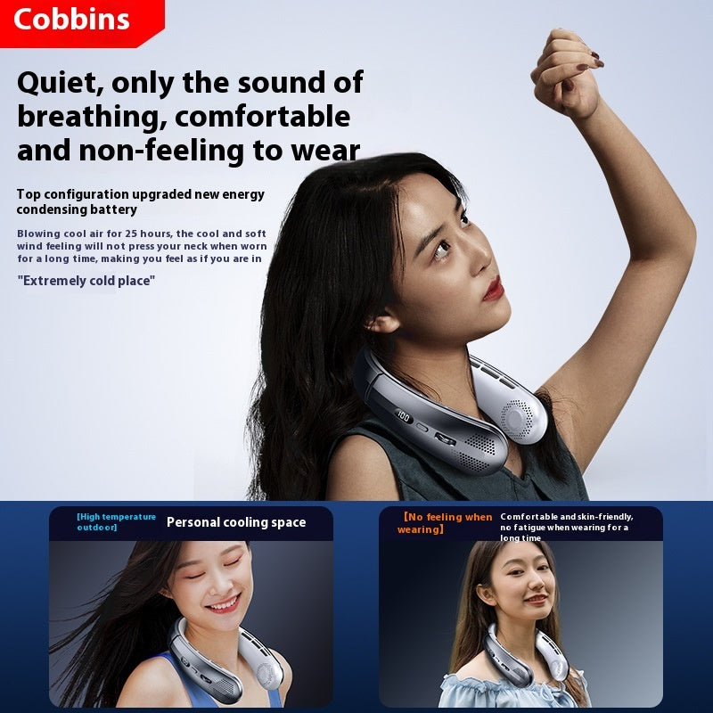 Bladeless Neck Fan – Ultra-Quiet Rechargeable Turbine Portable Fan
