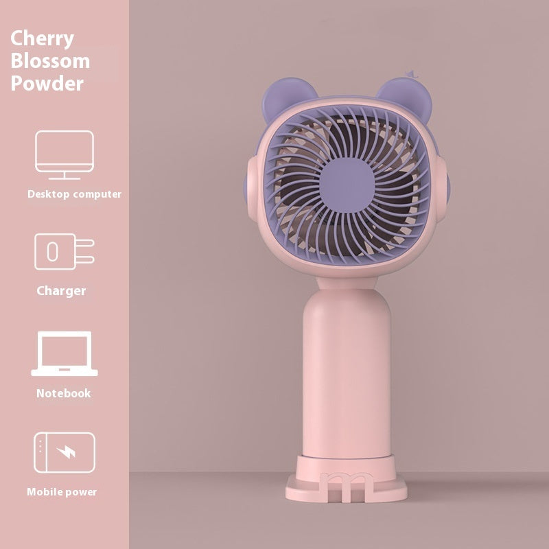 Cute Cartoon Mini Fan – USB Rechargeable Portable Handheld Fan