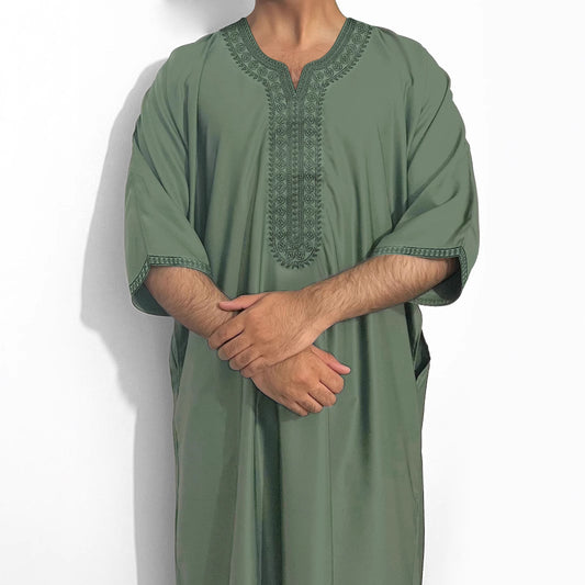 Men's Muslim Loose Robe – Traditional Middle Eastern Ethnic Thobe